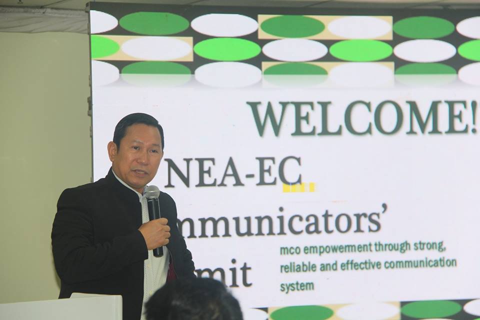 NEA Admin Masongsong speaking before the ISD managers and information officers of electric cooperatives