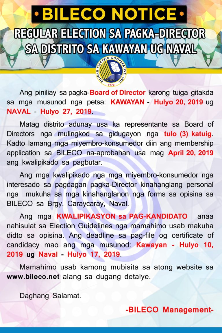 Read more about the article Regular election sa pagka-director sa distrito sa KAWAYAN ug NAVAL