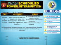 NGCP Scheduled Power Interruption (October 27, 2019)